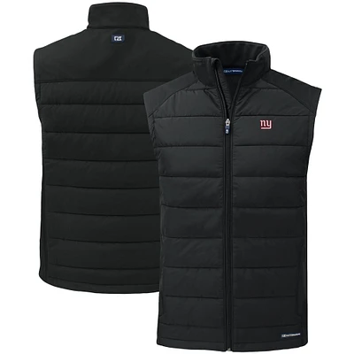 Men's Cutter & Buck Black New York Giants Primary Mark Evoke PrimaLoft Hybrid Eco Softshell Recycled Full-Zip Vest