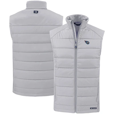 Men's Cutter & Buck Gray Tennessee Titans Primary Mark Evoke PrimaLoft Hybrid Eco Softshell Recycled Full-Zip Vest
