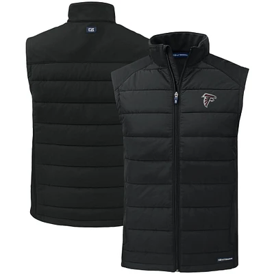 Men's Cutter & Buck Black Atlanta Falcons Primary Mark Evoke PrimaLoft Hybrid Eco Softshell Recycled Full-Zip Vest