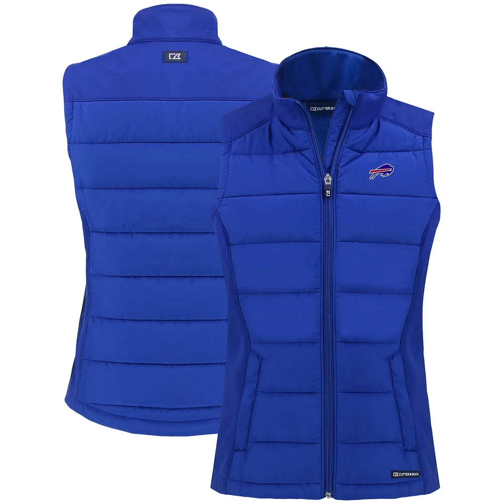 Women's Cutter & Buck Royal Buffalo Bills Primary Mark Evoke PrimaLoft Hybrid Eco Softshell Recycled Full-Zip Vest