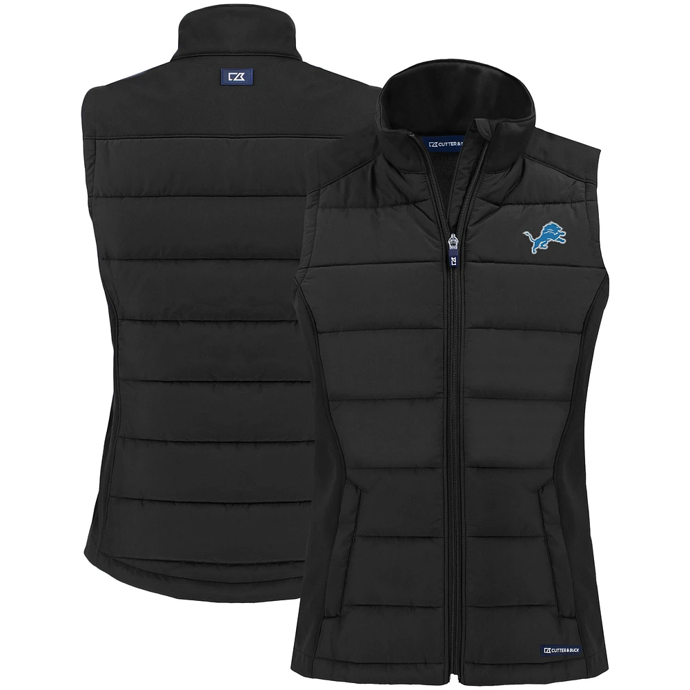 Women's Cutter & Buck Detroit Lions Primary Mark Evoke PrimaLoft Hybrid Eco Softshell Recycled Full-Zip Vest