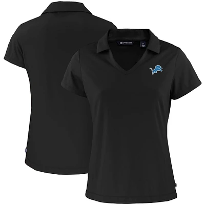 Women's Cutter & Buck Black Detroit Lions Primary Mark Daybreak Eco Recycled V-Neck Polo