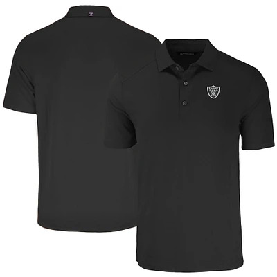 Men's Cutter & Buck Black Las Vegas Raiders Primary Mark Big Tall Forge Eco Stretch Recycled Polo