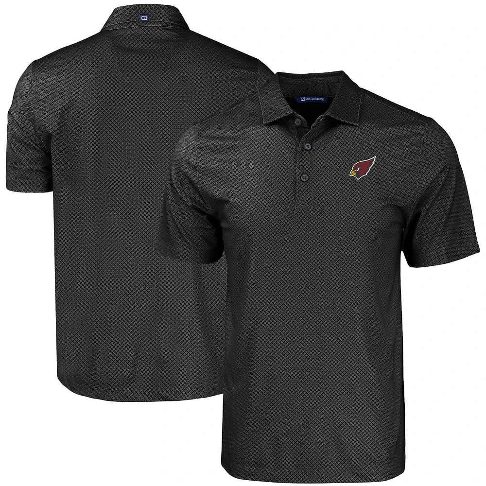 Men's Cutter & Buck Black Arizona Cardinals Big & Tall Pike Eco Tonal Geo Print Stretch Recycled Polo