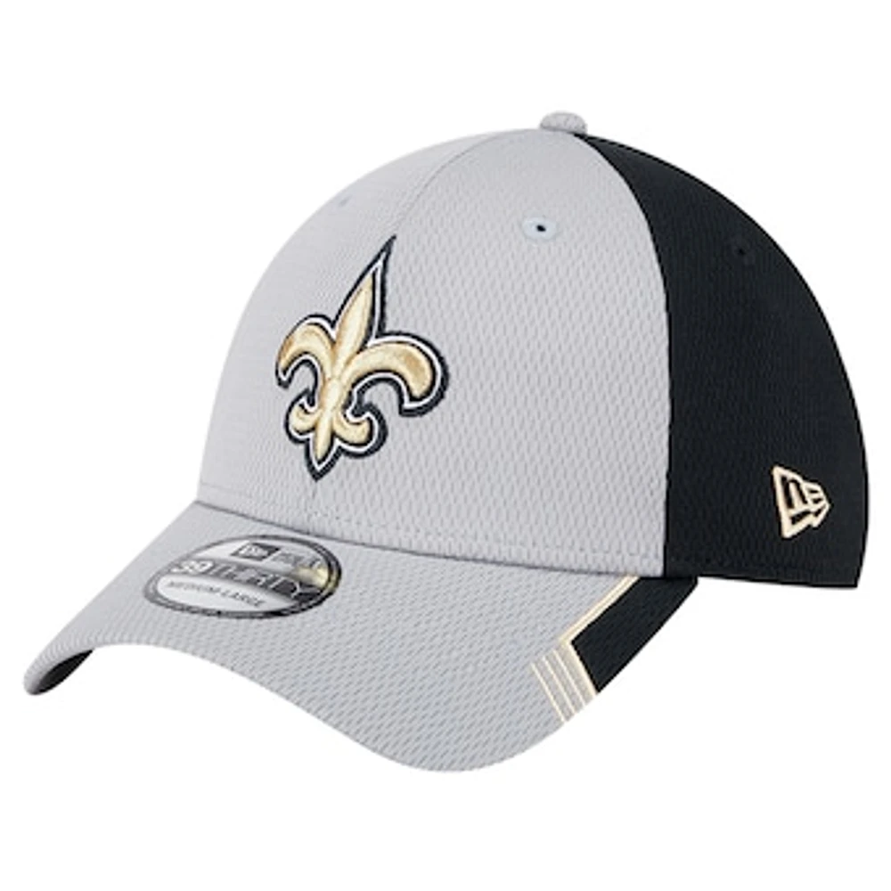 Men's New Era Gray New Orleans Saints Active Visor Trim 39THIRTY Flex Hat