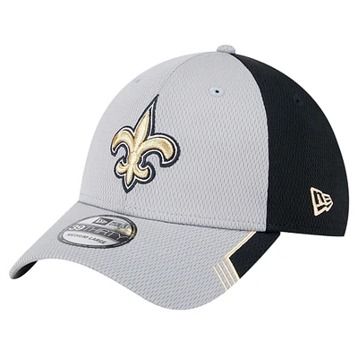 Men's New Era Gray New Orleans Saints Active Visor Trim 39THIRTY Flex Hat