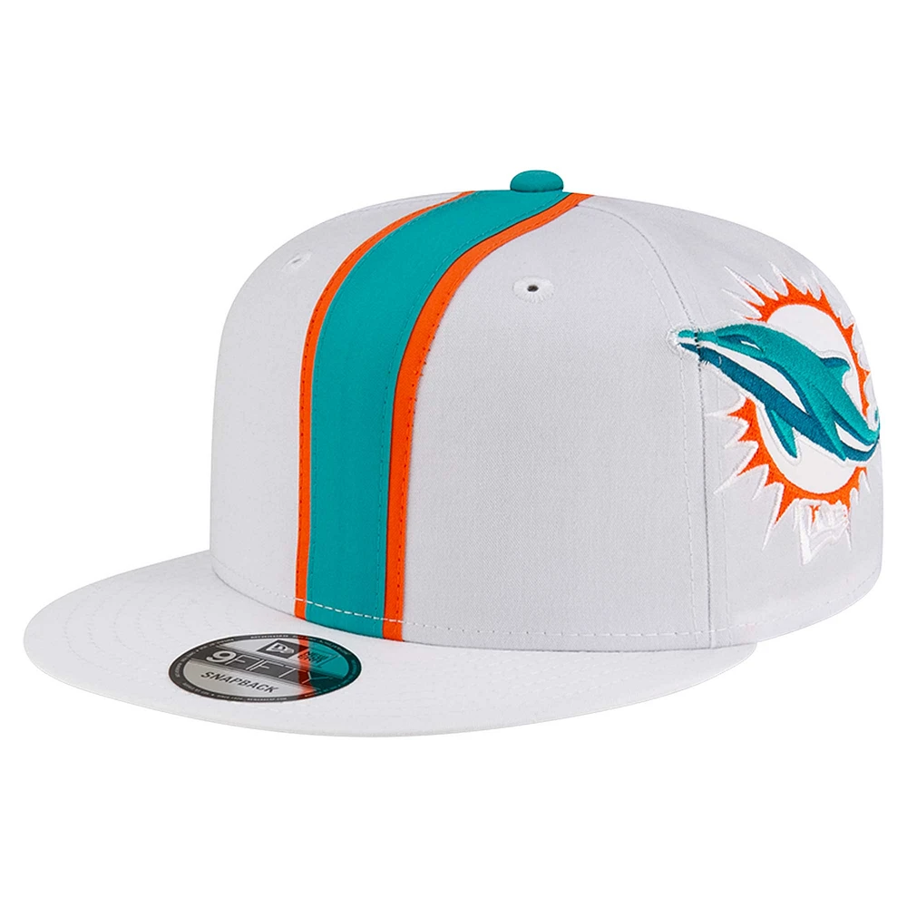 Men's New Era White Miami Dolphins Helmet 9FIFTY Snapback Hat