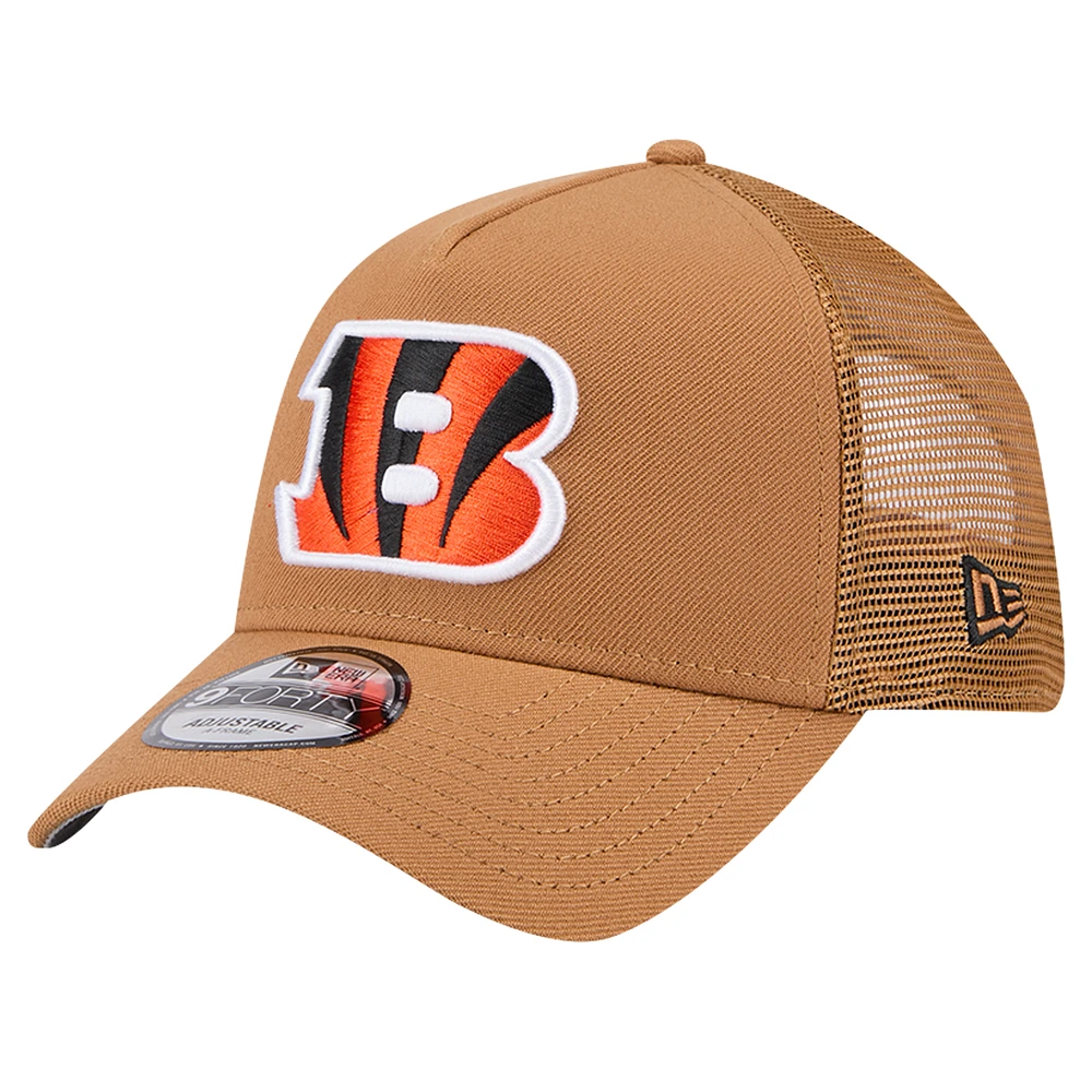 Men's New Era Brown Cincinnati Bengals Color Pack A-Frame Trucker 9FORTY Adjustable Hat