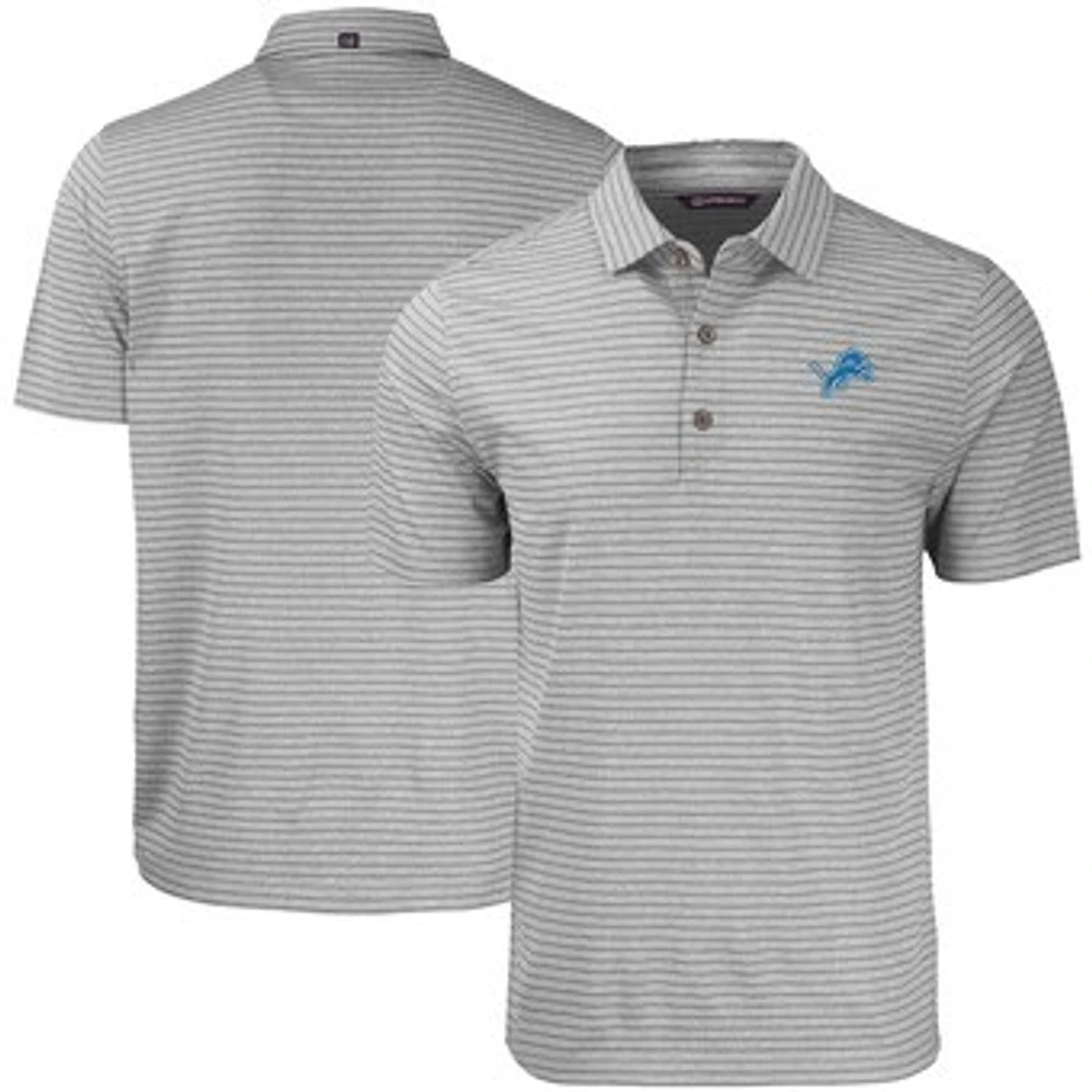 Men's Cutter & Buck Gray Detroit Lions Forge Eco Heathered Stripe Stretch Recycled Polo