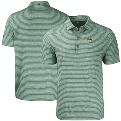 Men's Cutter & Buck Heather Green Bay Packers Forge Eco Heathered Stripe Stretch Recycled Polo