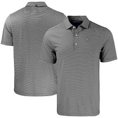 Men's Cutter & Buck Black/White New Orleans Saints Forge Eco Double Stripe Stretch Recycled Polo
