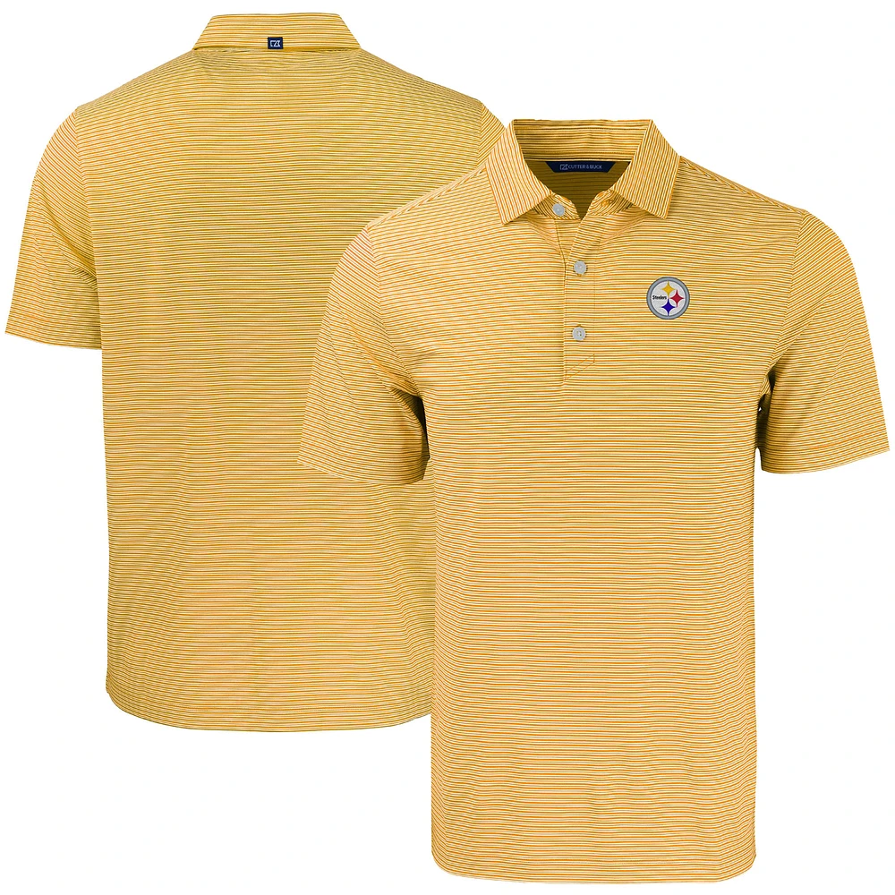 Men's Cutter & Buck Gold/White Pittsburgh Steelers Forge Eco Double Stripe Stretch Recycled Polo