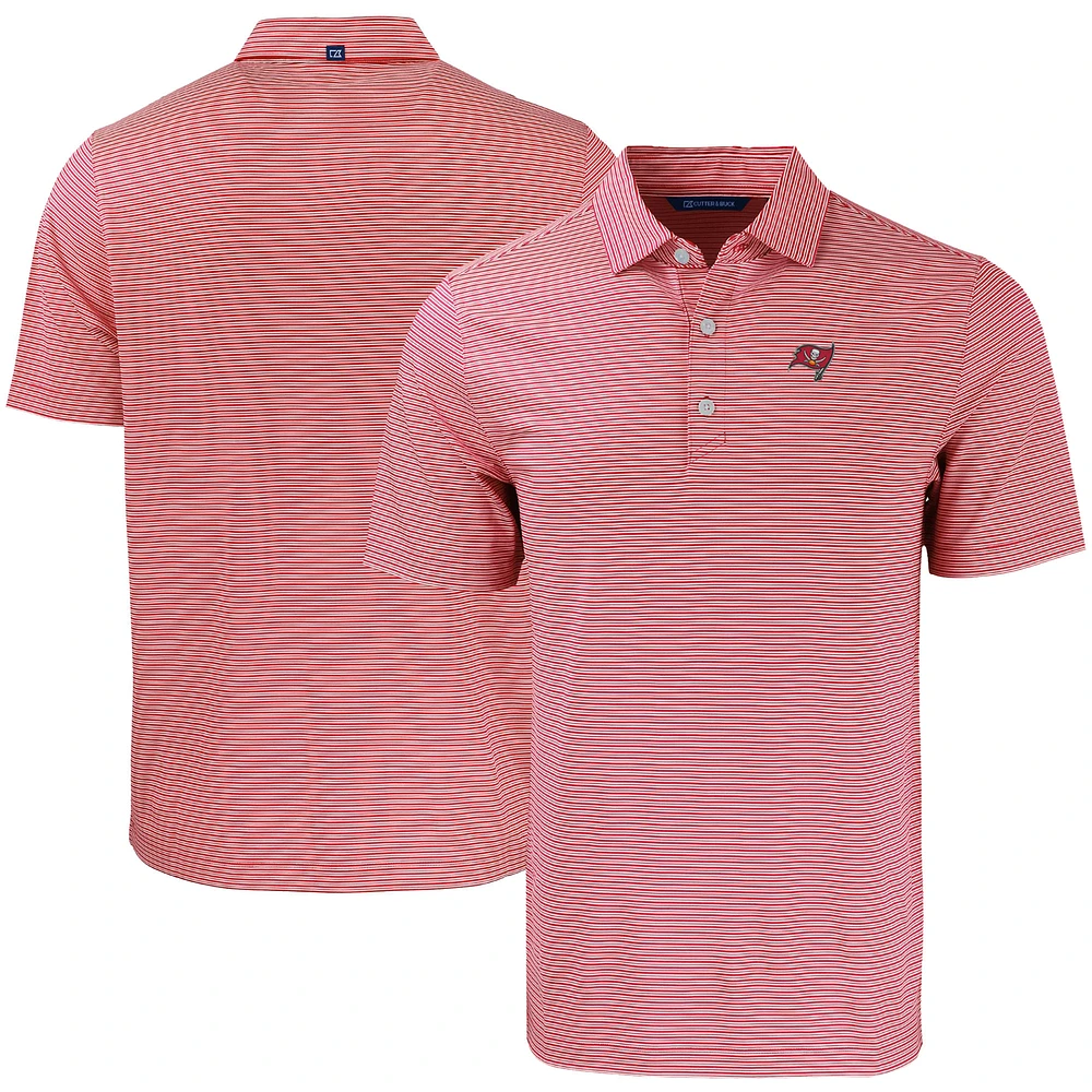 Men's Cutter & Buck Red/White Tampa Bay Buccaneers Forge Eco Double Stripe Stretch Recycled Polo