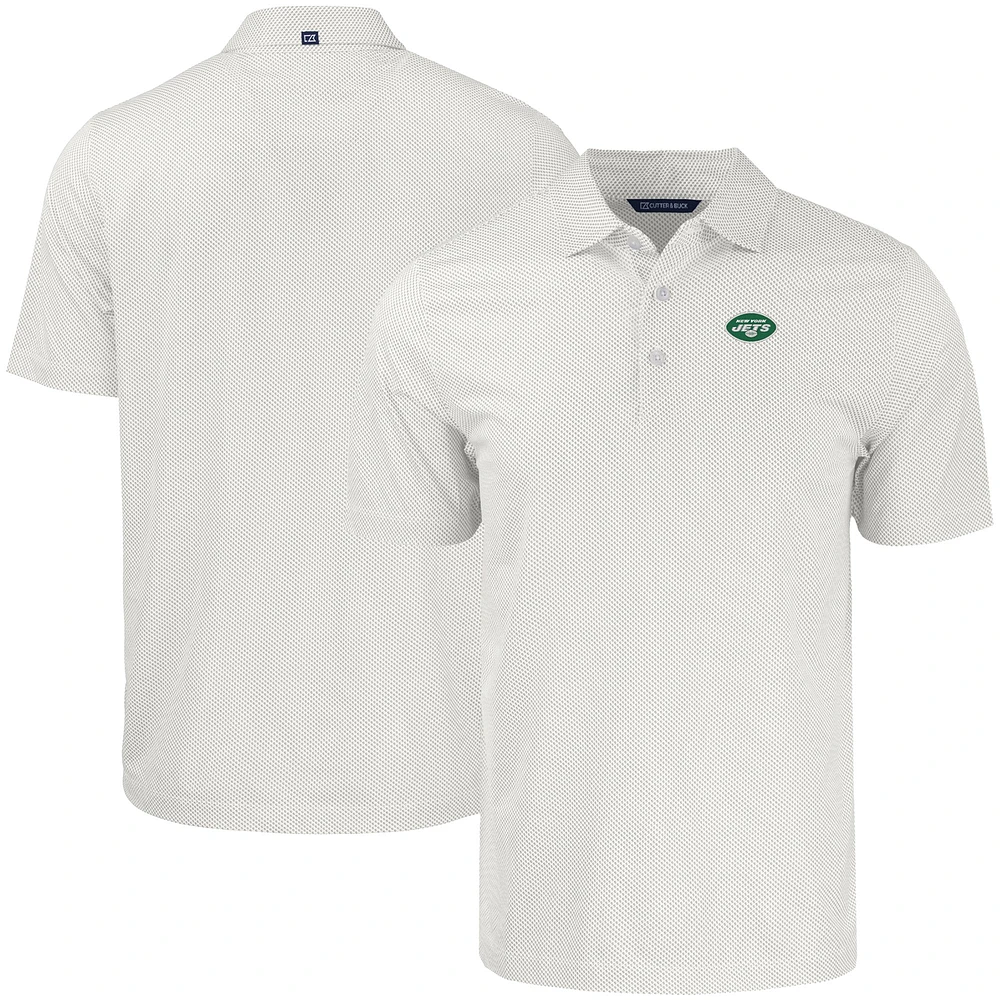 Men's Cutter & Buck White New York Jets Pike Eco Symmetry Print Stretch Recycled Polo