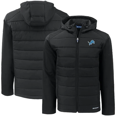 Men's Cutter & Buck Detroit Lions Big Tall Evoke Hybrid Eco Softshell Recycled Full-Zip Hooded Jacket
