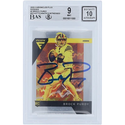 Brock Purdy San Francisco 49ers Autographed 2022 Panini Chronicles Flux #FX-2 Beckett Fanatics Witnessed Authenticated 9/10 Rookie Card