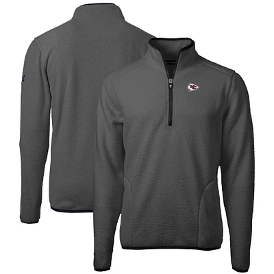 Men's Cutter & Buck Gray Kansas City Chiefs Cascade Eco Sherpa Fleece Quarter-Zip Pullover Jacket