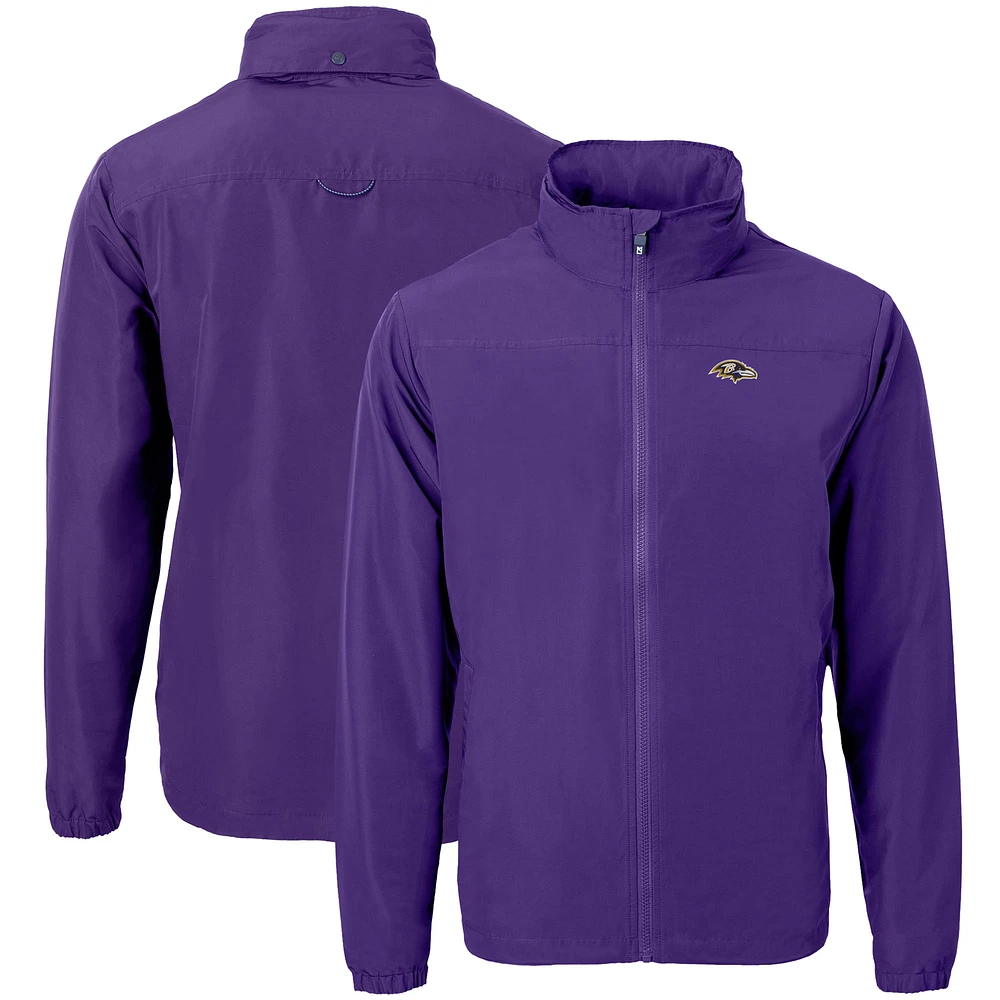 Men's Cutter & Buck Purple Baltimore Ravens Charter Eco Recycled Full-Zip Jacket