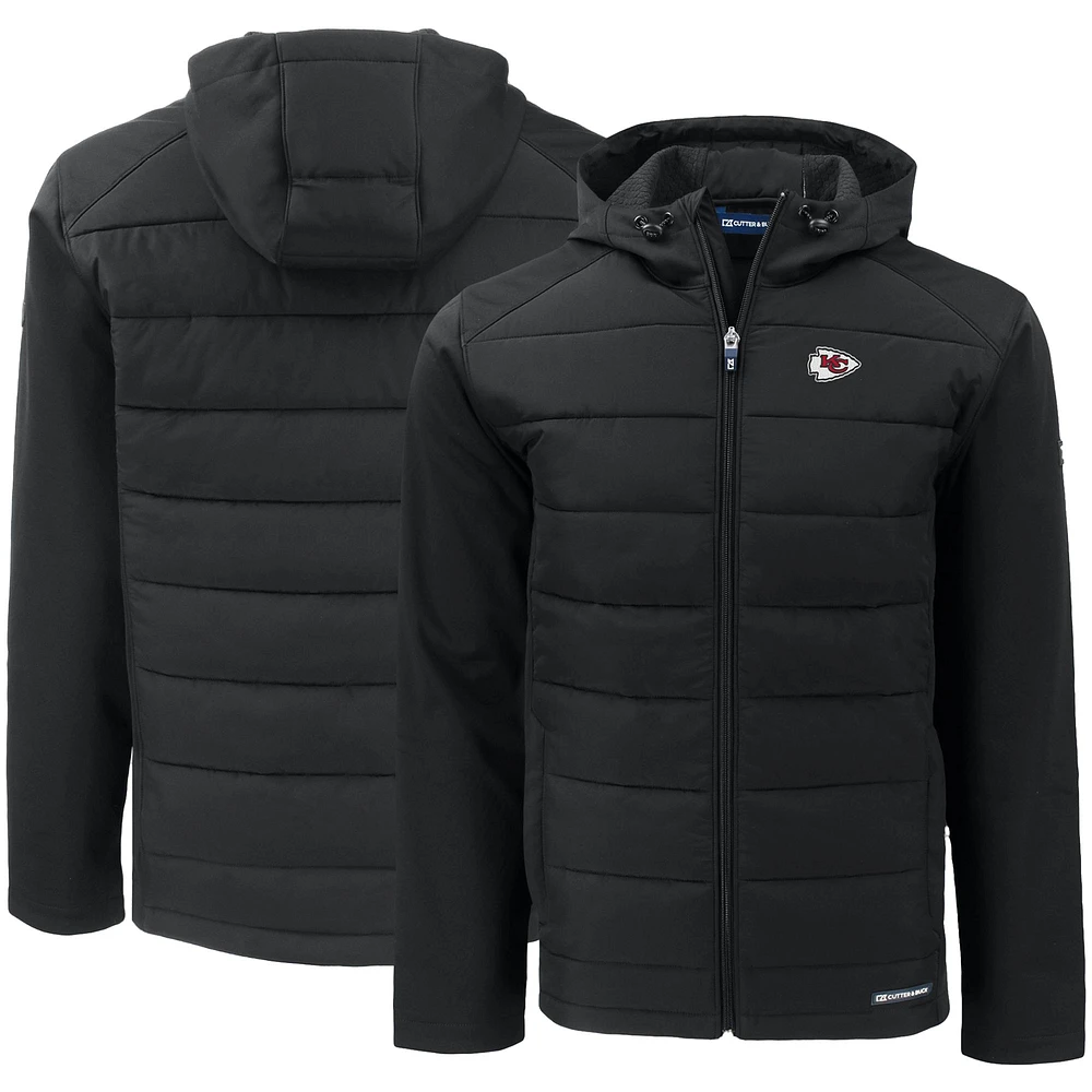Men's Cutter & Buck Kansas City Chiefs Evoke PrimaLoft Hybrid Eco Softshell Recycled Full-Zip Hooded Jacket