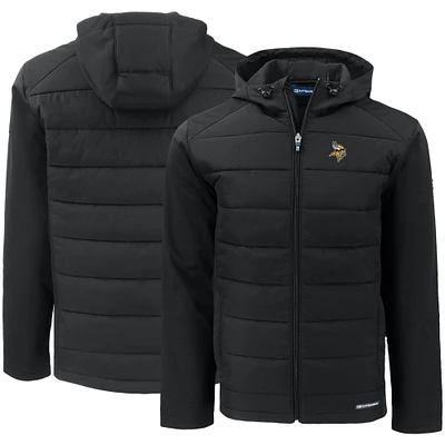 Men's Cutter & Buck Minnesota Vikings Evoke PrimaLoft Hybrid Eco Softshell Recycled Full-Zip Hooded Jacket