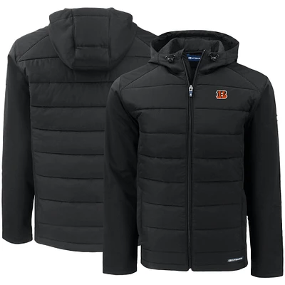 Men's Cutter & Buck Cincinnati Bengals Evoke PrimaLoft Hybrid Eco Softshell Recycled Full-Zip Hooded Jacket