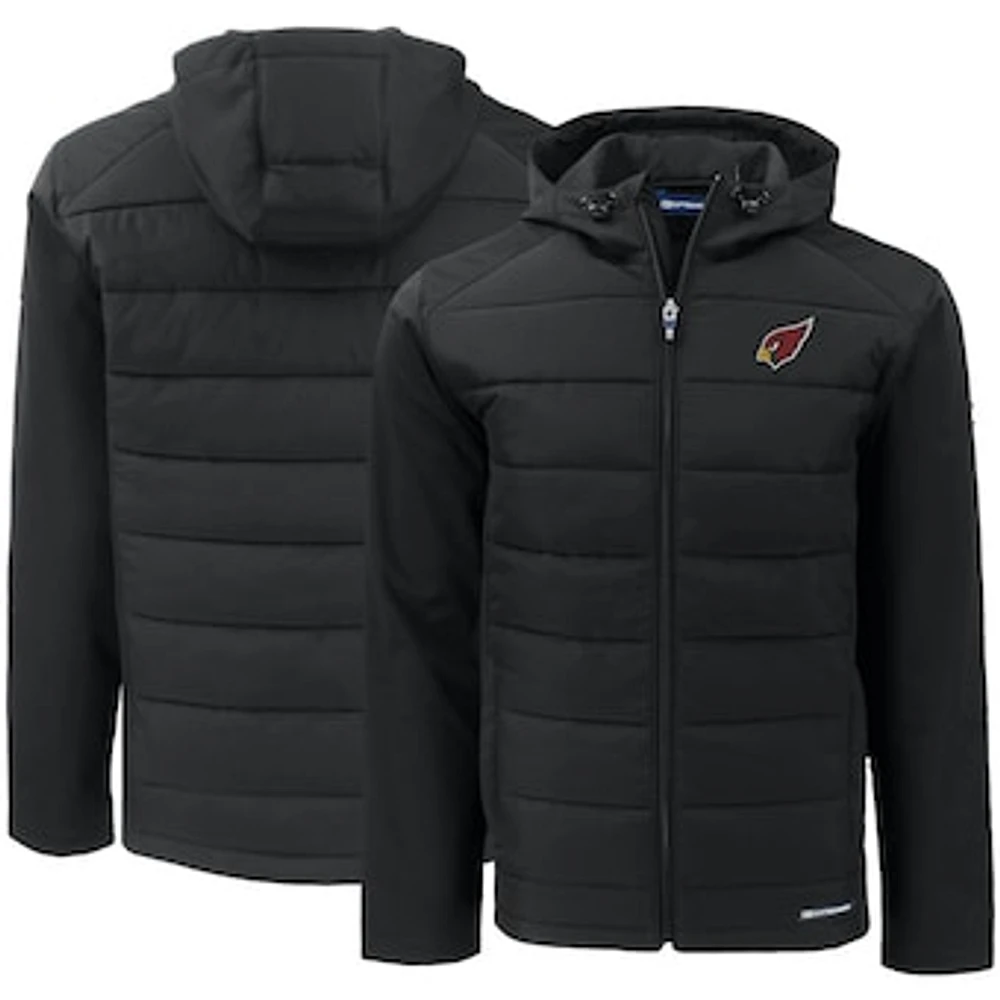 Men's Cutter & Buck Black Arizona Cardinals Evoke PrimaLoft Hybrid Eco Softshell Recycled Full-Zip Hooded Jacket
