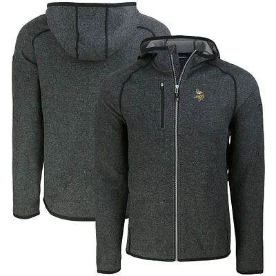Men's Cutter & Buck Heather Charcoal Minnesota Vikings Mainsail Full-Zip Hooded Jacket