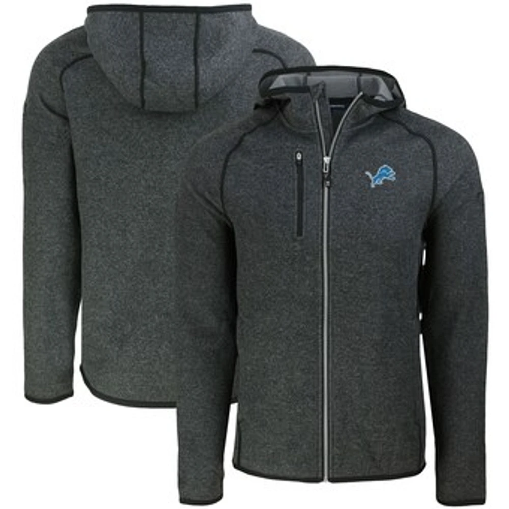 Men's Cutter & Buck Heather Charcoal Detroit Lions Mainsail Full-Zip Hooded Jacket
