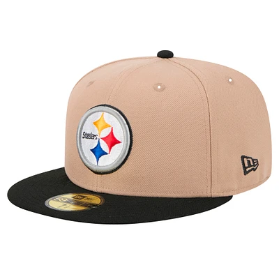 Men's New Era Tan Pittsburgh Steelers Logo Main 59FIFTY Fitted Hat