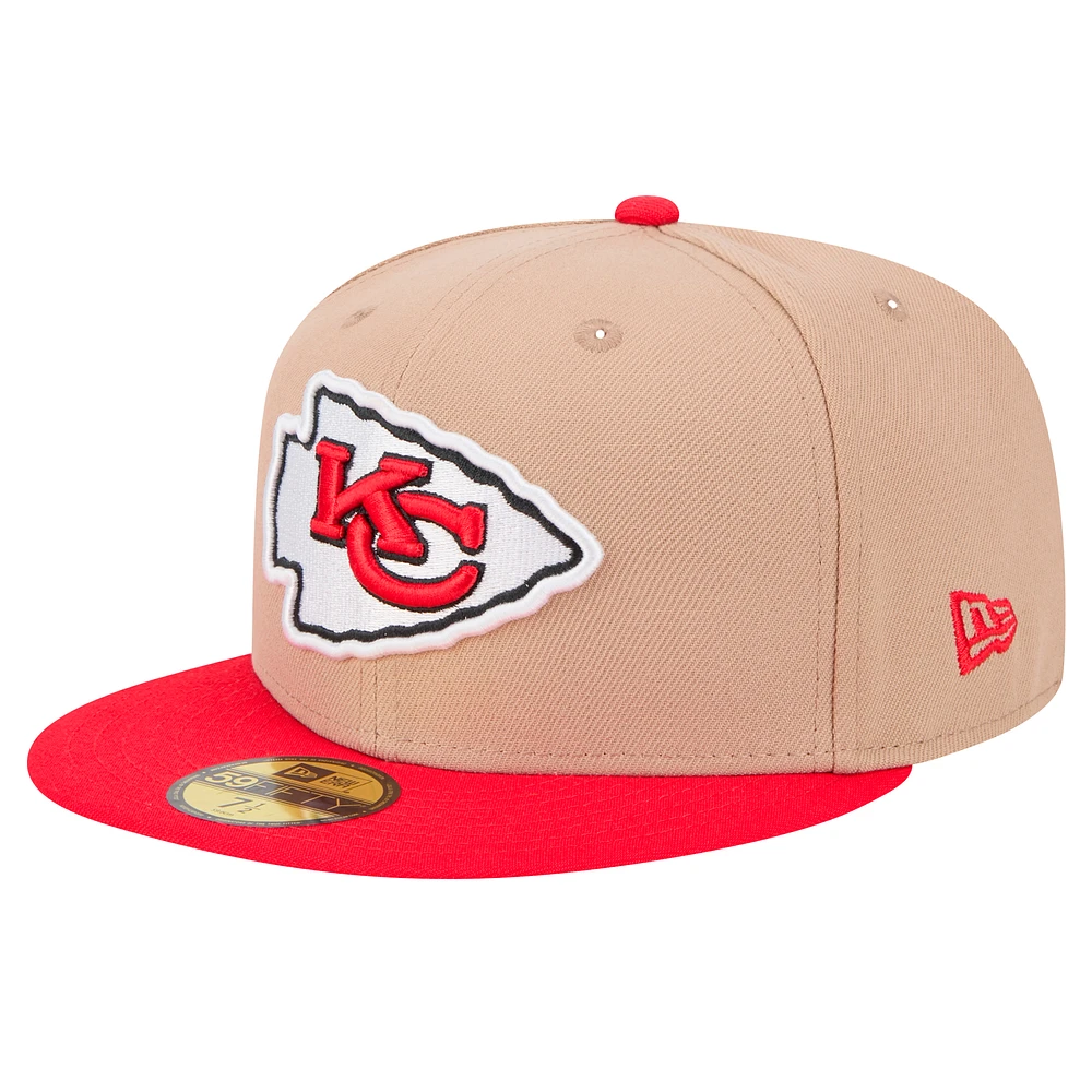 Men's New Era Tan Kansas City Chiefs Logo Main 59FIFTY Fitted Hat