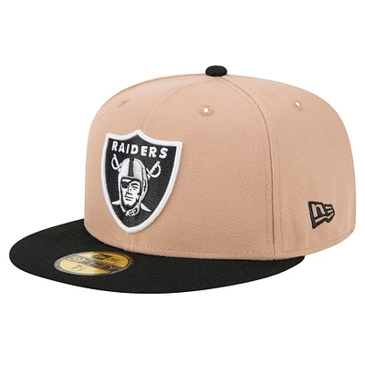 Men's New Era Tan Las Vegas Raiders Logo Main 59FIFTY Fitted Hat