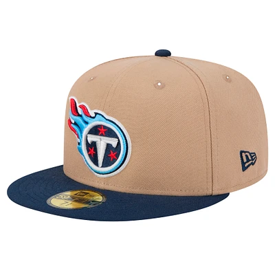 Men's New Era Tan Tennessee Titans Logo Main 59FIFTY Fitted Hat