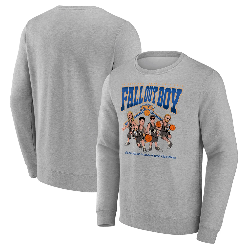 Men's Fanatics Gray Fall Out Boy x New York Knicks So Much For (2our) Dust Fleece Pullover Sweatshirt