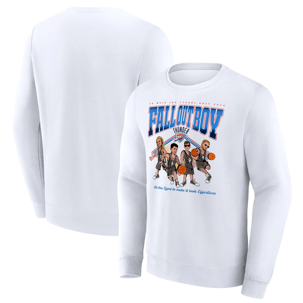 Men's Fanatics White Fall Out Boy x Oklahoma City Thunder So Much For (2our) Dust Fleece Pullover Sweatshirt