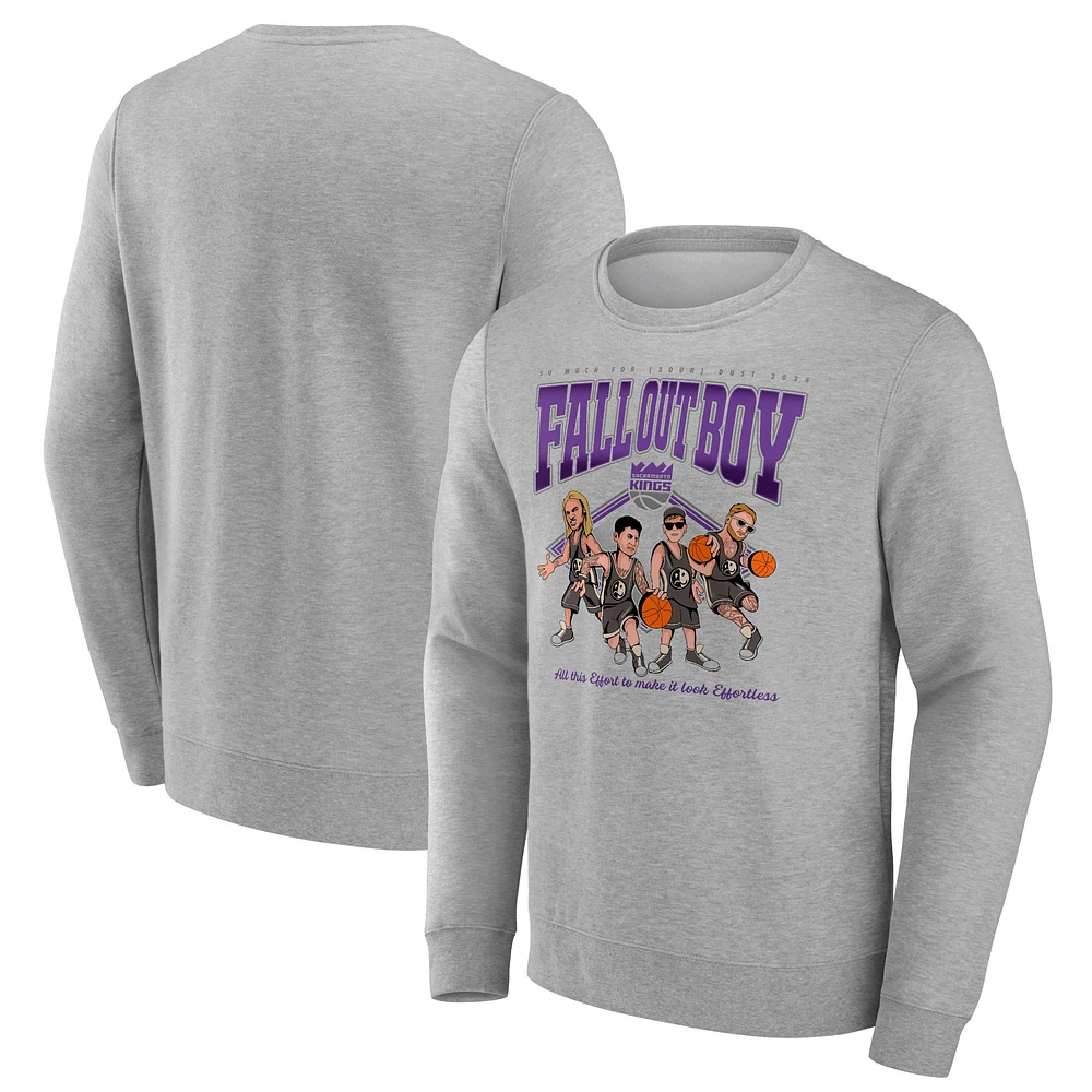 Men's Fanatics Gray Fall Out Boy x Sacramento Kings So Much For (2our) Dust Fleece Pullover Sweatshirt