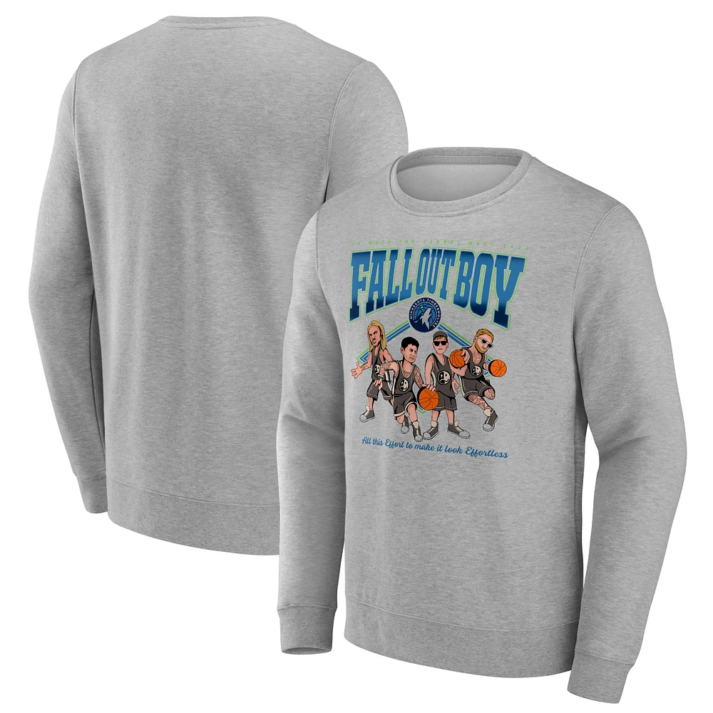 Men's Fanatics Gray Fall Out Boy x Minnesota Timberwolves So Much For (2our) Dust Fleece Pullover Sweatshirt