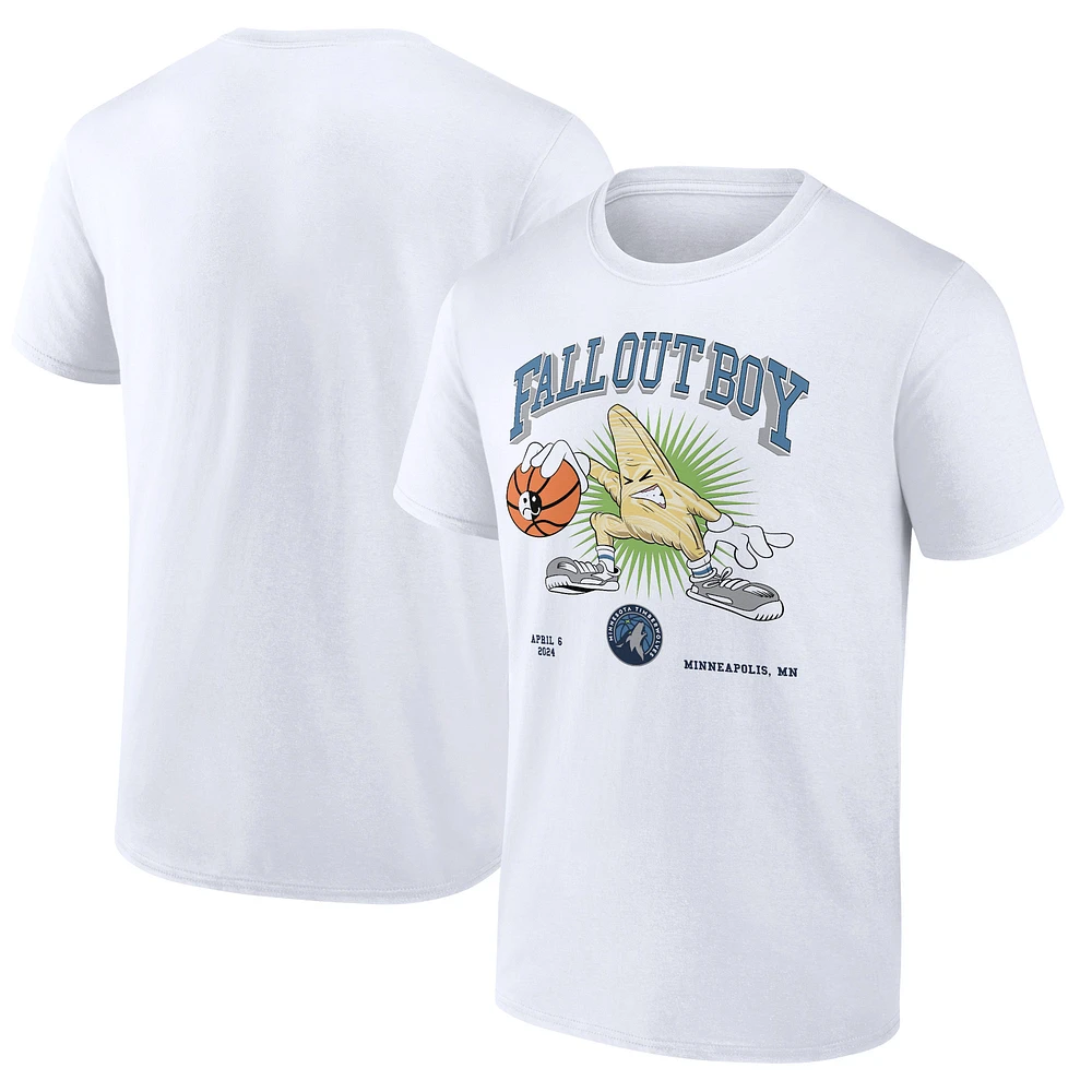 Men's Fanatics White Fall Out Boy x Minnesota Timberwolves So Much For (2our) Dust T-Shirt
