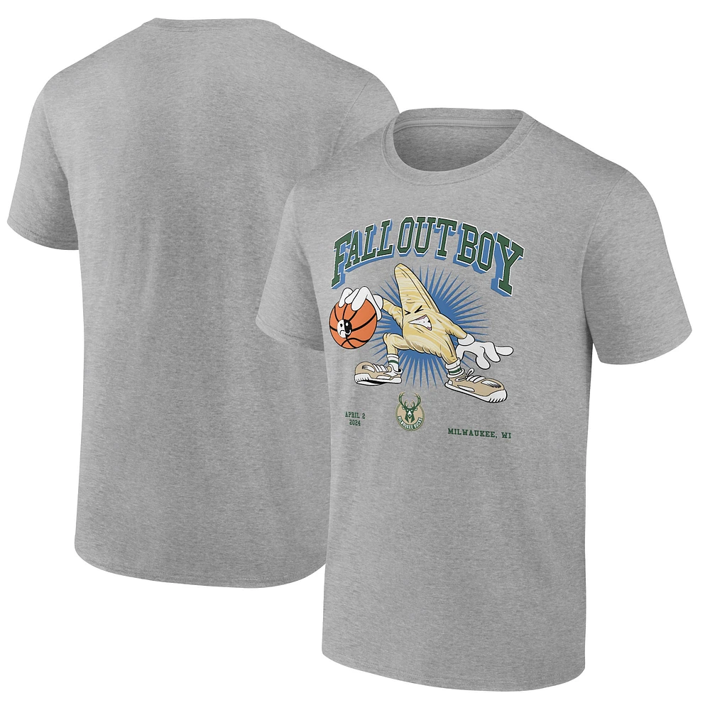 Men's Fanatics Gray Fall Out Boy x Milwaukee Bucks So Much For (2our) Dust T-Shirt