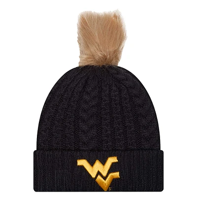 Women's New Era Navy West Virginia Mountaineers Luxury Cuffed Knit Hat with Pom