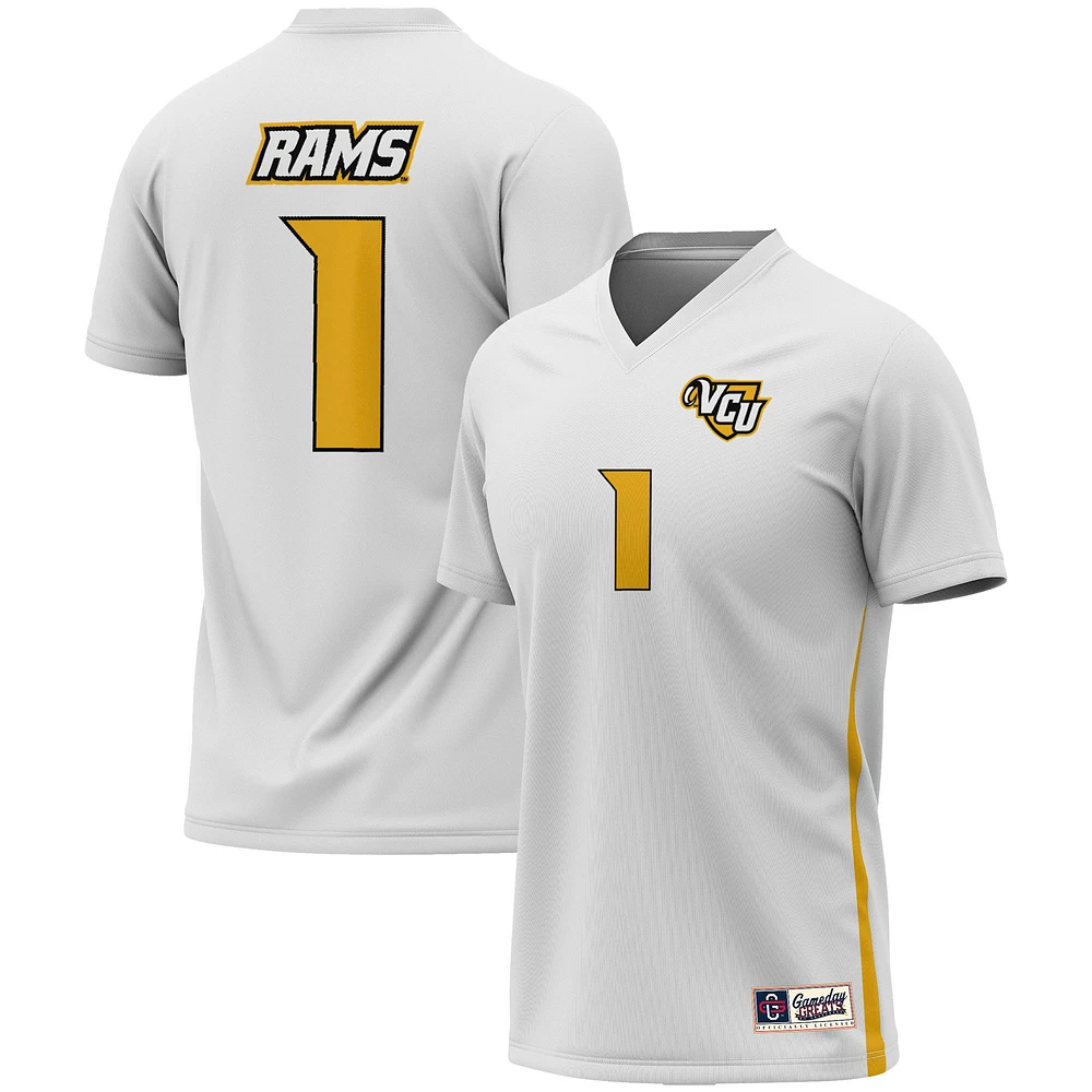 Youth GameDay Greats #1 White VCU Rams Men's Soccer Lightweight Fashion Jersey