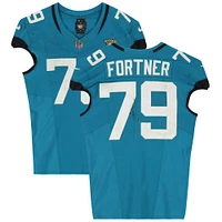 Luke Fortner Jacksonville Jaguars Game-Used #79 Teal Jersey vs. Carolina Panthers on December 31, 2023