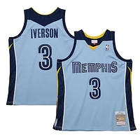 Men's Mitchell & Ness Allen Iverson Light Blue Memphis Grizzlies 2009/10 Hardwood Classics Swingman Jersey