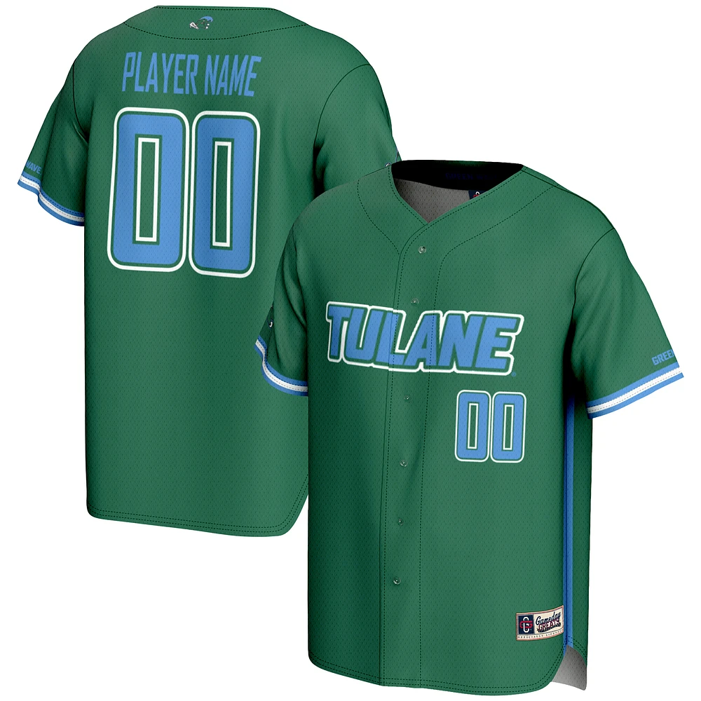 Men's GameDay Greats Green Tulane Wave NIL Pick-A-Player Lightweight Baseball Jersey