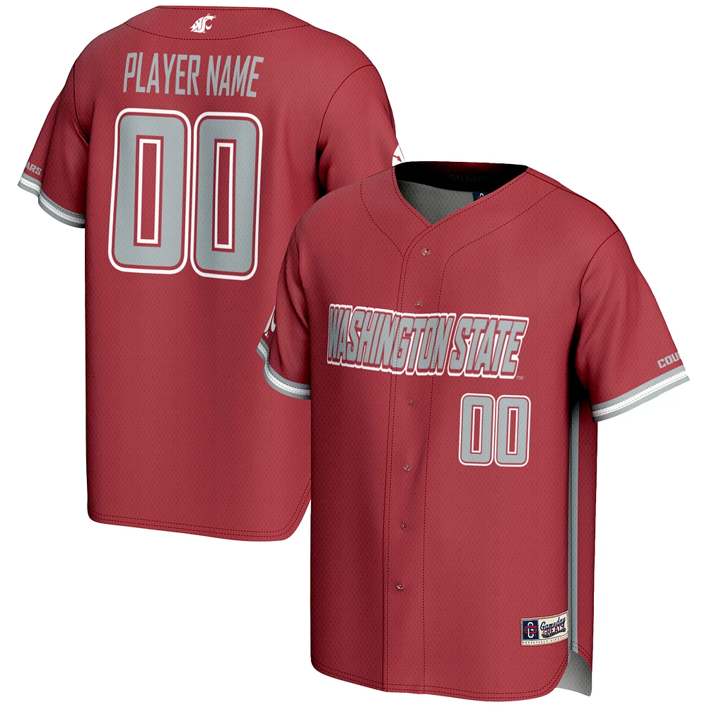 Men's GameDay Greats Crimson Washington State Cougars NIL Pick-A-Player Lightweight Baseball Jersey