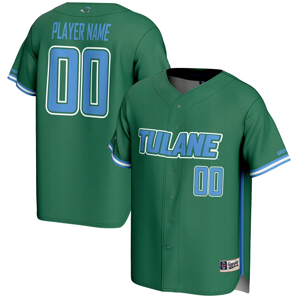 Youth GameDay Greats Green Tulane Wave NIL Pick-A-Player Lightweight Baseball Jersey