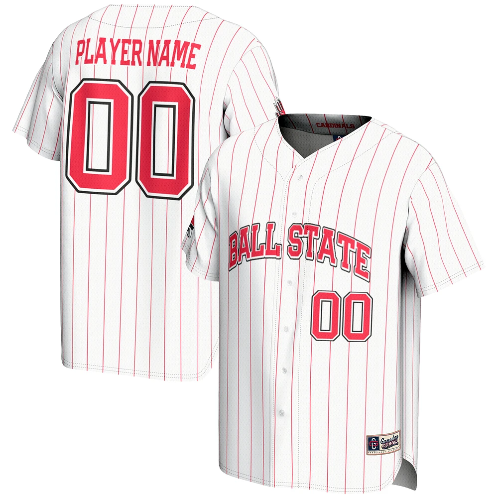 Youth GameDay Greats White Ball State Cardinals NIL Pick-A-Player Lightweight Baseball Jersey