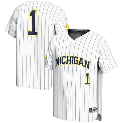 Men's GameDay Greats #1 White Michigan Wolverines Lightweight Baseball Fashion Jersey