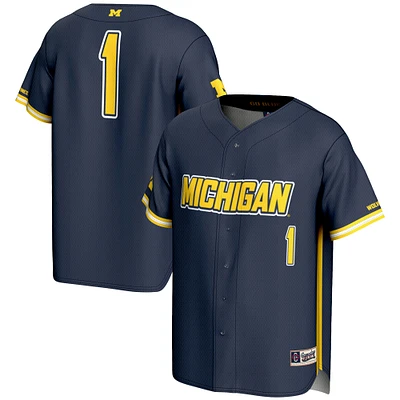 Men's GameDay Greats #1 Navy Michigan Wolverines Lightweight Baseball Fashion Jersey