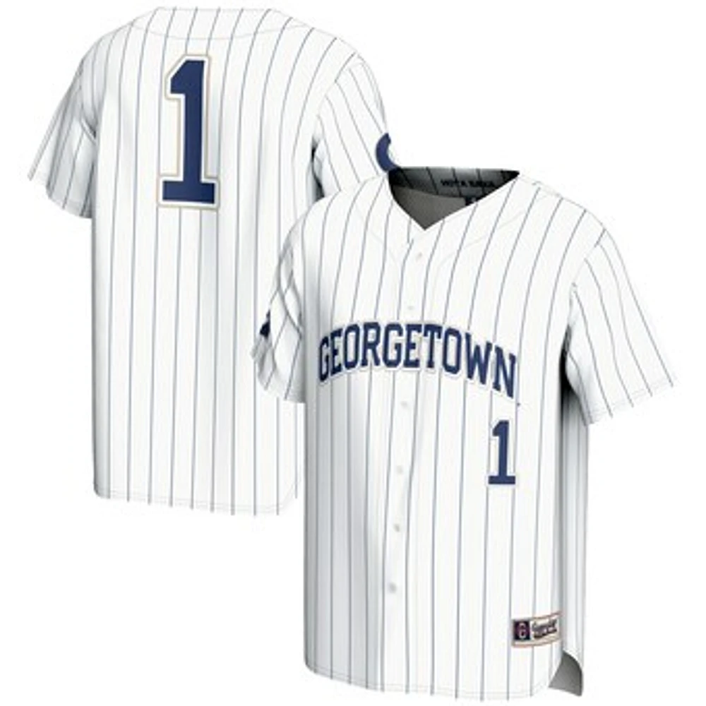 Men's GameDay Greats #1 White Georgetown Hoyas Lightweight Baseball Fashion Jersey
