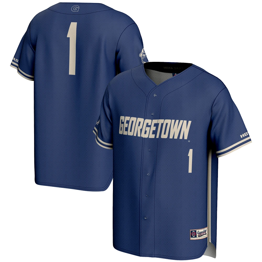 Youth GameDay Greats #1 Navy Georgetown Hoyas Lightweight Baseball Fashion Jersey
